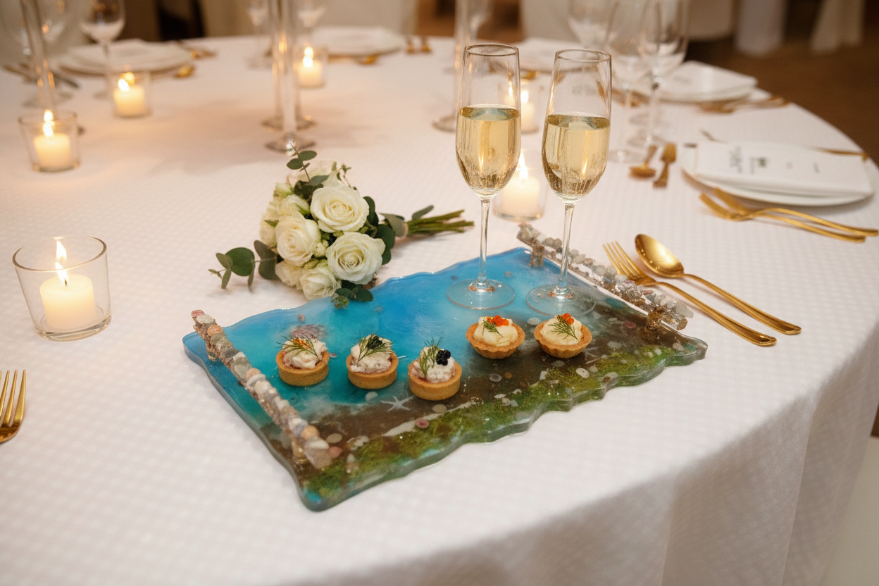 Bandeja marina en recepción elegante
