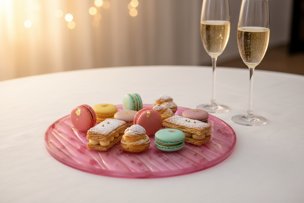 Bandeja plana con macarons