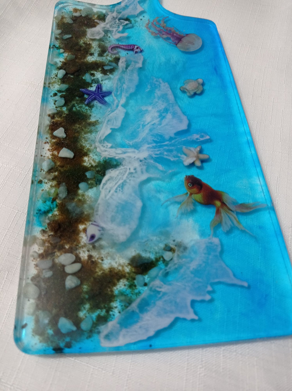 🌊 Bandeja Artesanal Fondo del Mar — Resina con Elementos Marinos