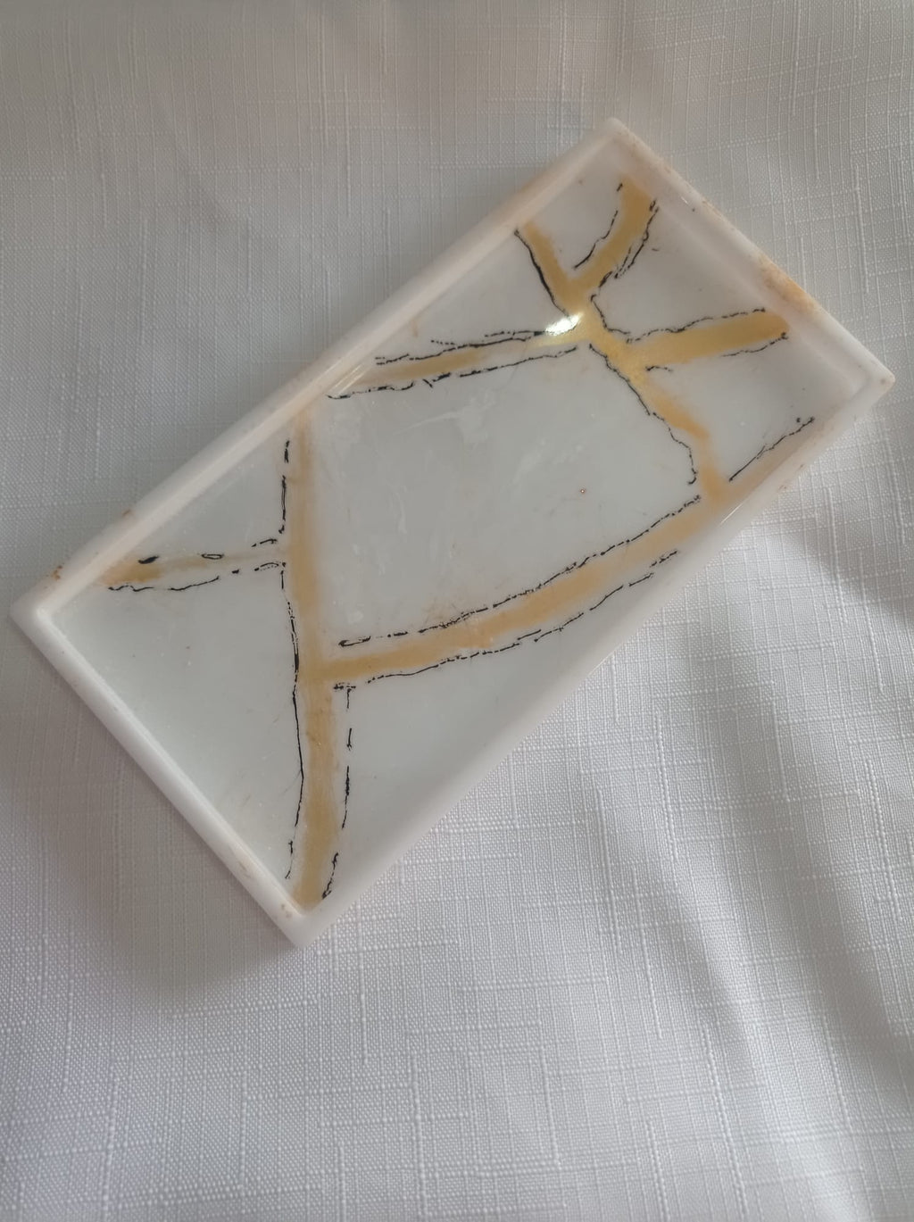 Lot de 2 plateaux artisanaux effet marbre | Luxe pour votre salle de bain