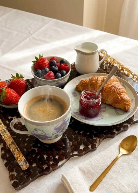 Bandeja Decorativa Artesanal de Resina y Grano de Café