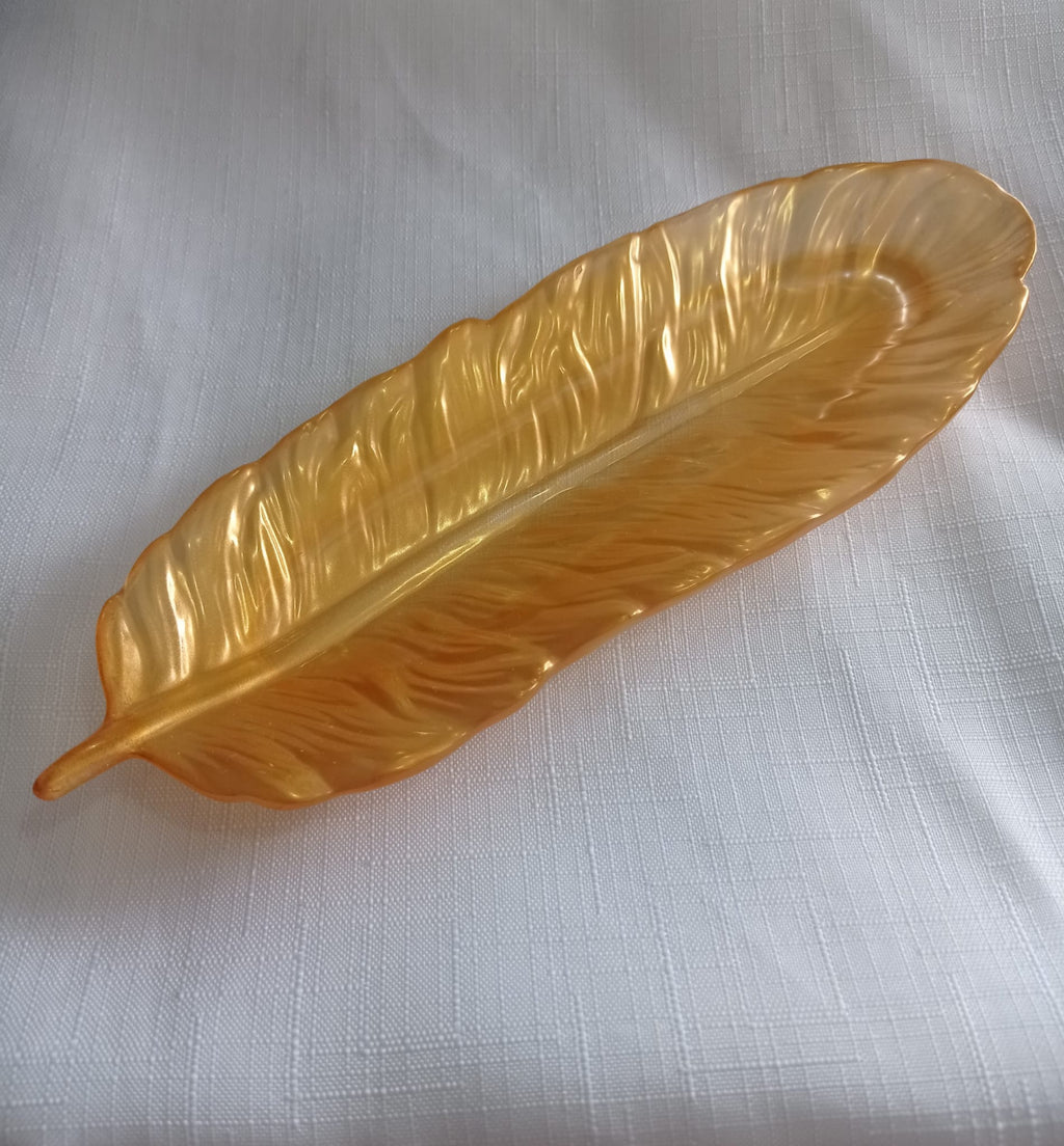 ✨ Bandeja Decorativa Resina en Forma de Pluma Dorada | Joyero Artesanal hecho a mano