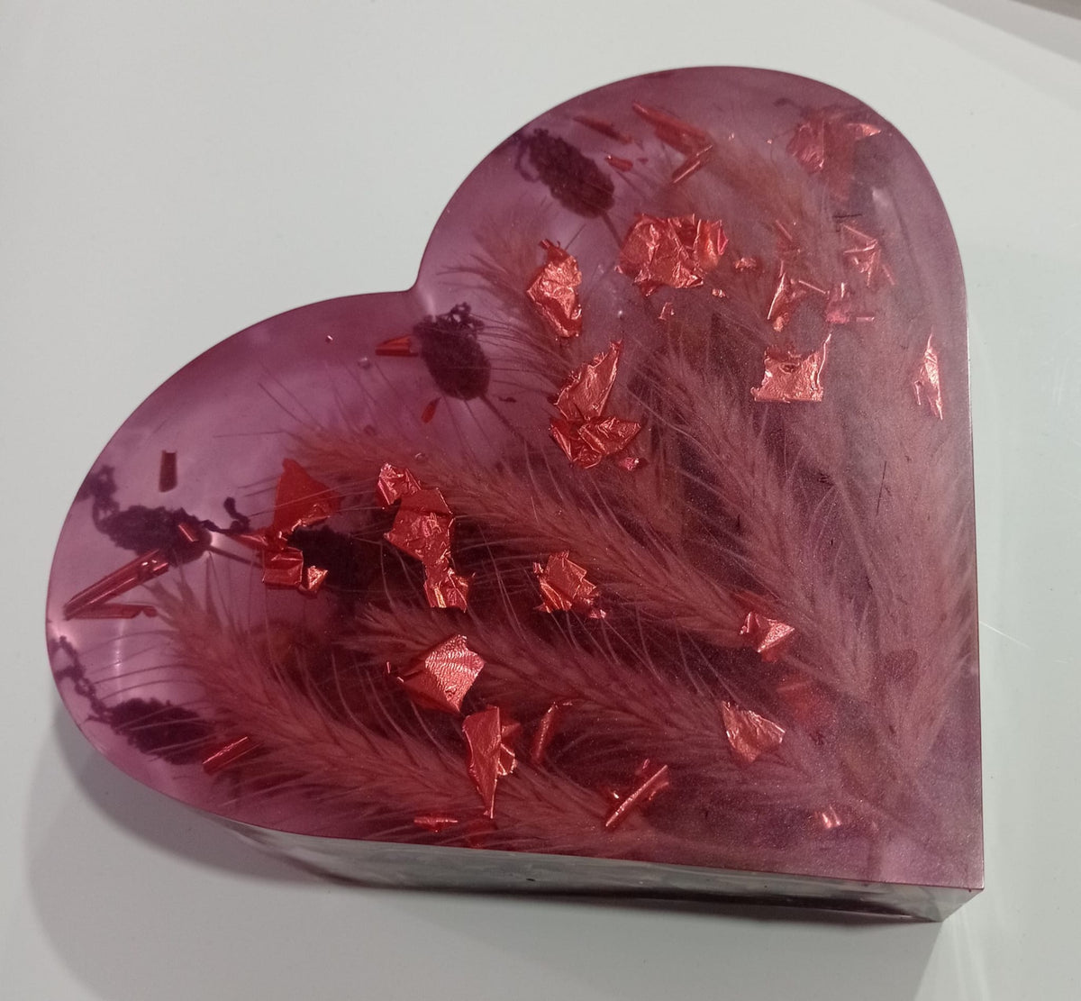 Corazón de resina con flores preservadas personalizado | Regalo de boda