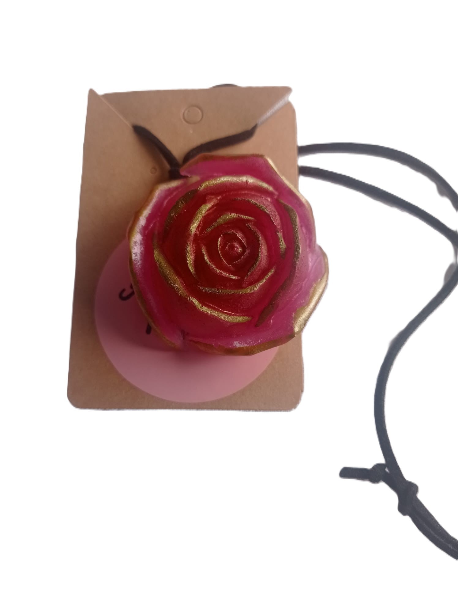 Collar Unico Rosa Dorada en Resina 🌹 Cadena Ajustable