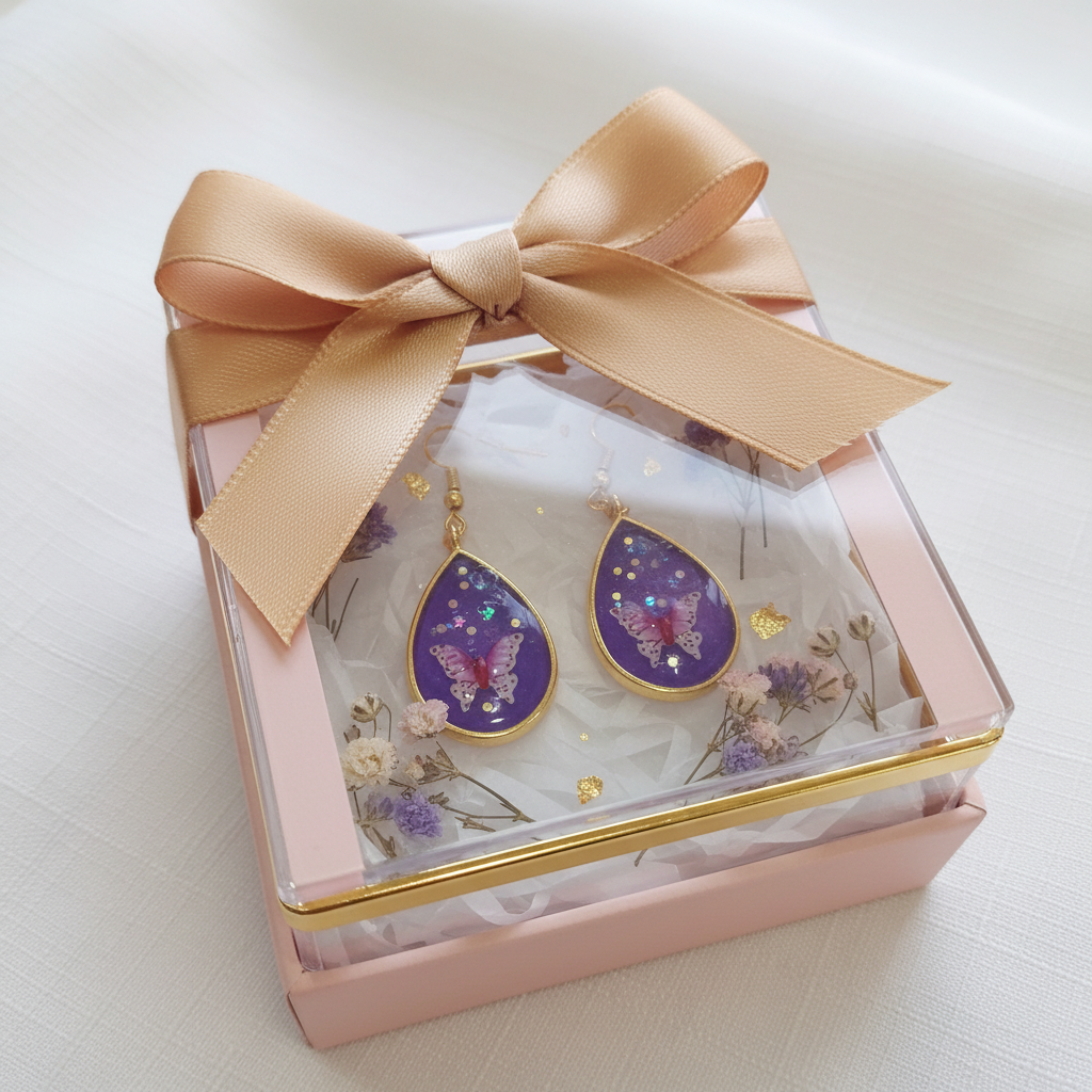 Envoltorio elegante pendientes mariposa regalo
