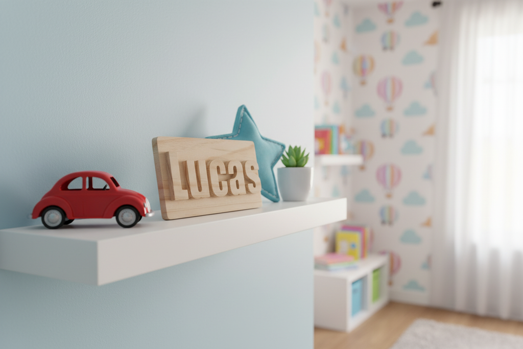 Placa LUCAS en habitación infantil