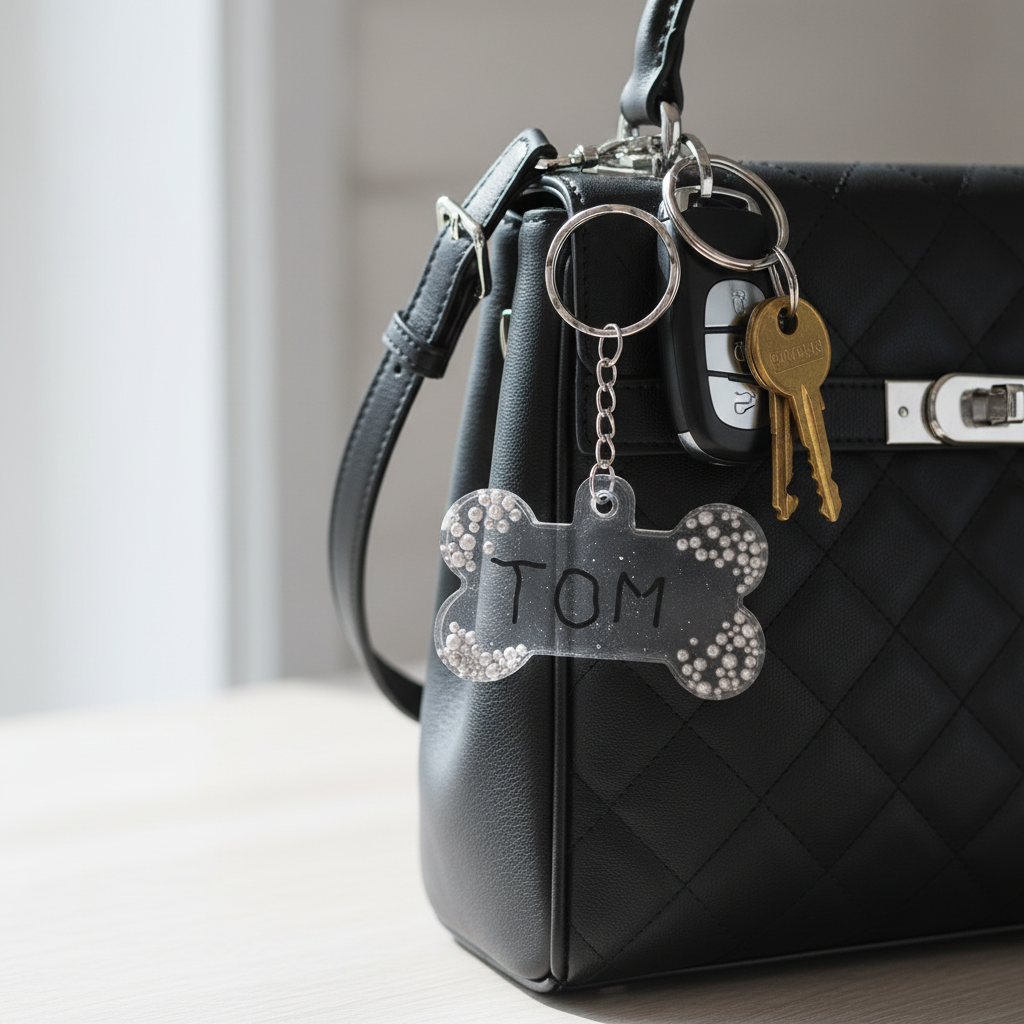 Llavero hueso en bolso o llaves