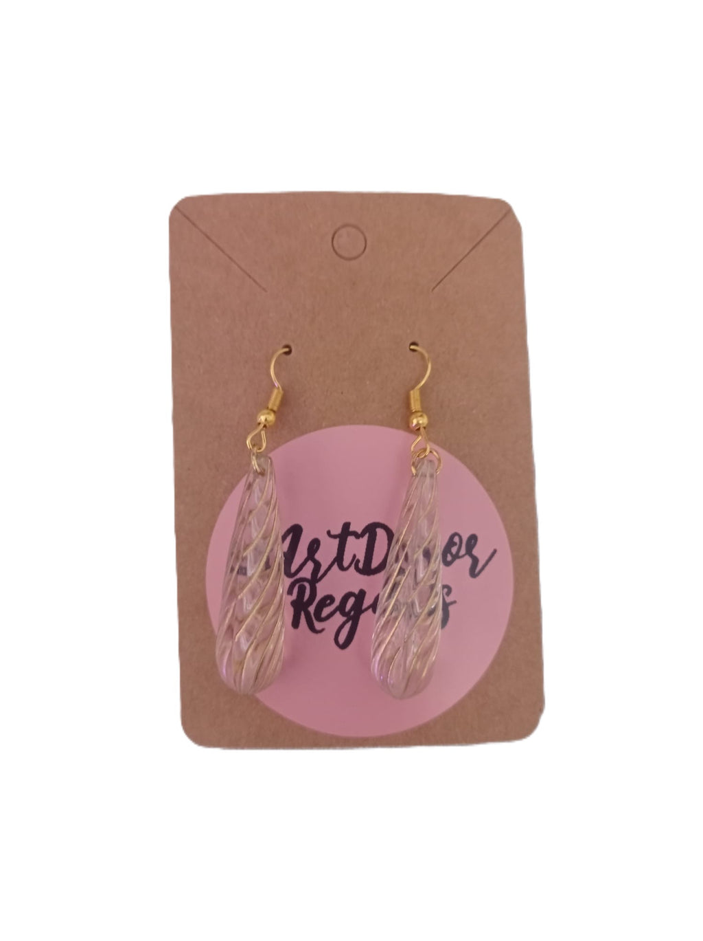 💧 Pendientes Lágrima Artesanales en Resina — Elegancia Natural con Destellos Dorados