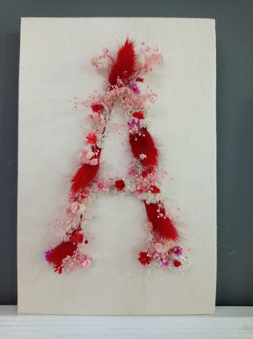 🌸 Tableau Lettre Florale Rouge et Rose — Votre Initiale Transformée en Œuvre d'Art