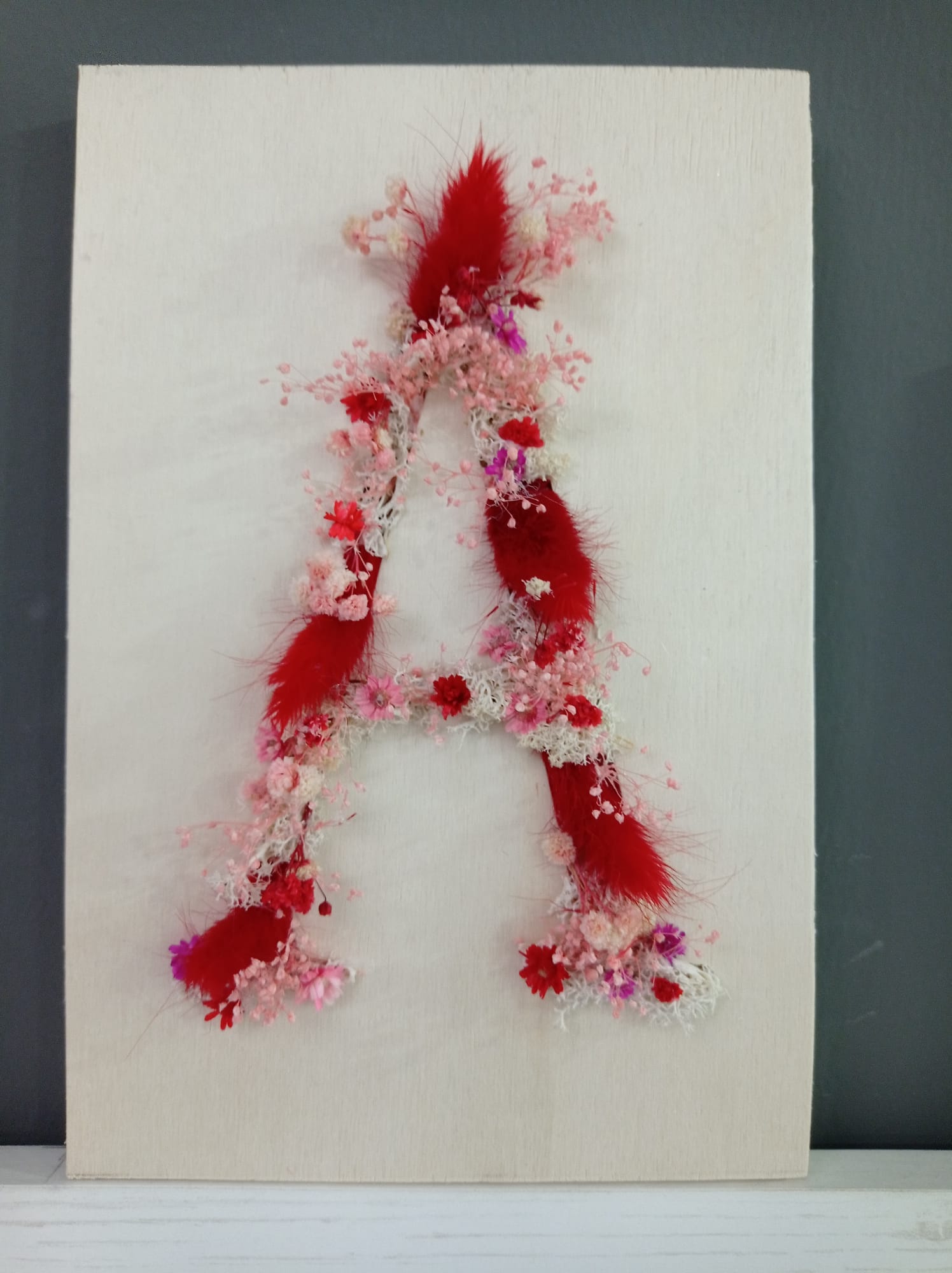 🌸 Tableau Lettre Florale Rouge et Rose — Votre Initiale Transformée en Œuvre d'Art