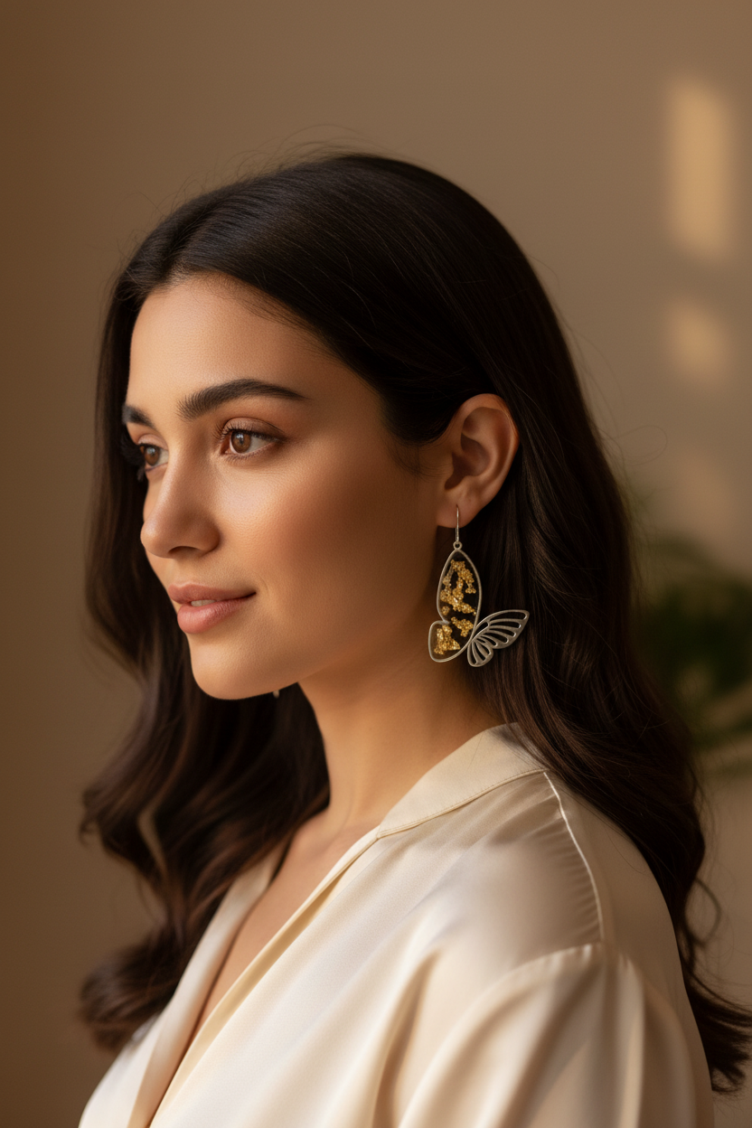 Boucles d'Oreilles Papillon Artisanales en Résine — Choisis ta Couleur 🦋