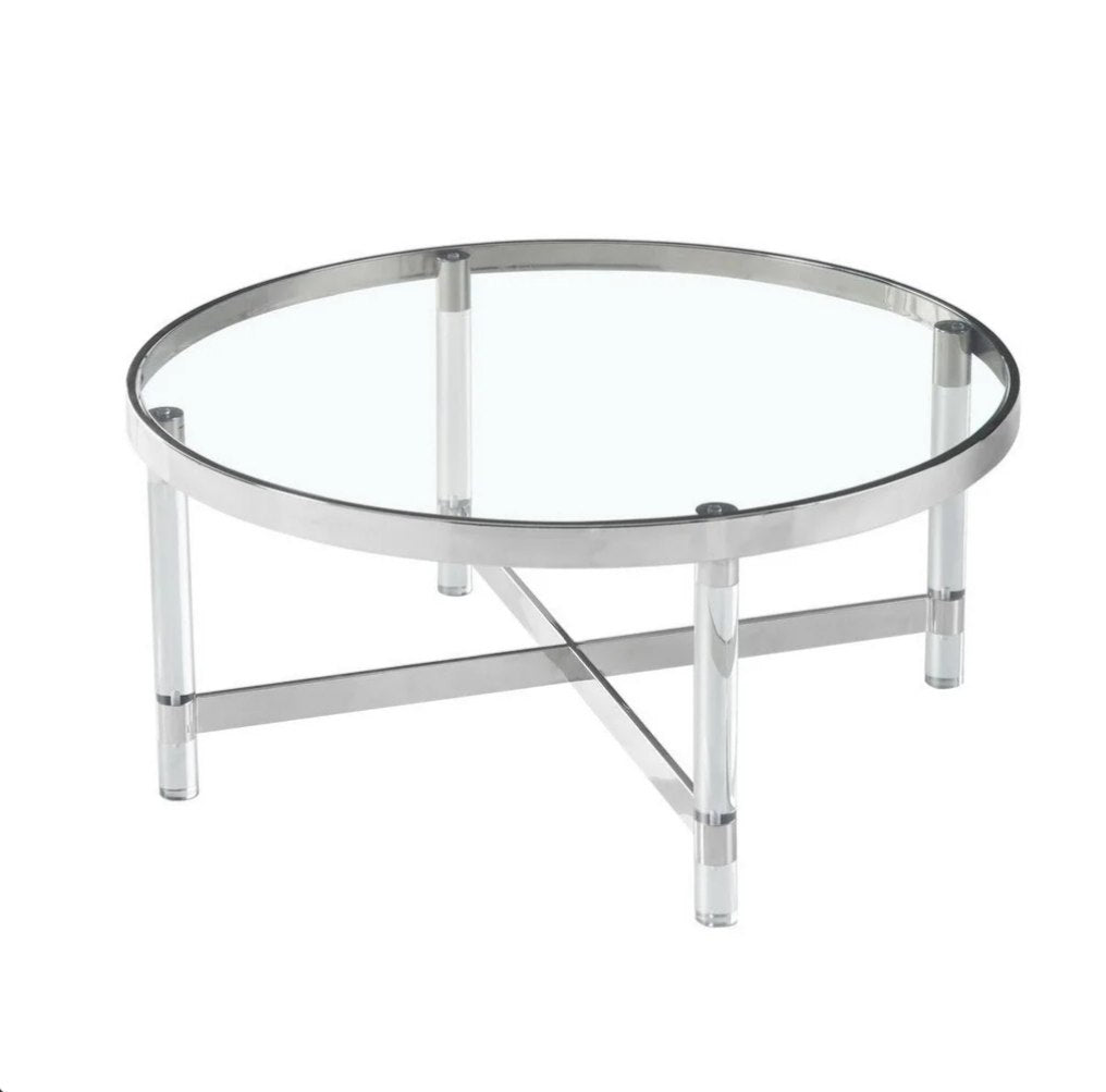 ✨ Mesa de Centro Redonda — Cristal y Acero Inoxidable | Diseño Minimalista Moderno