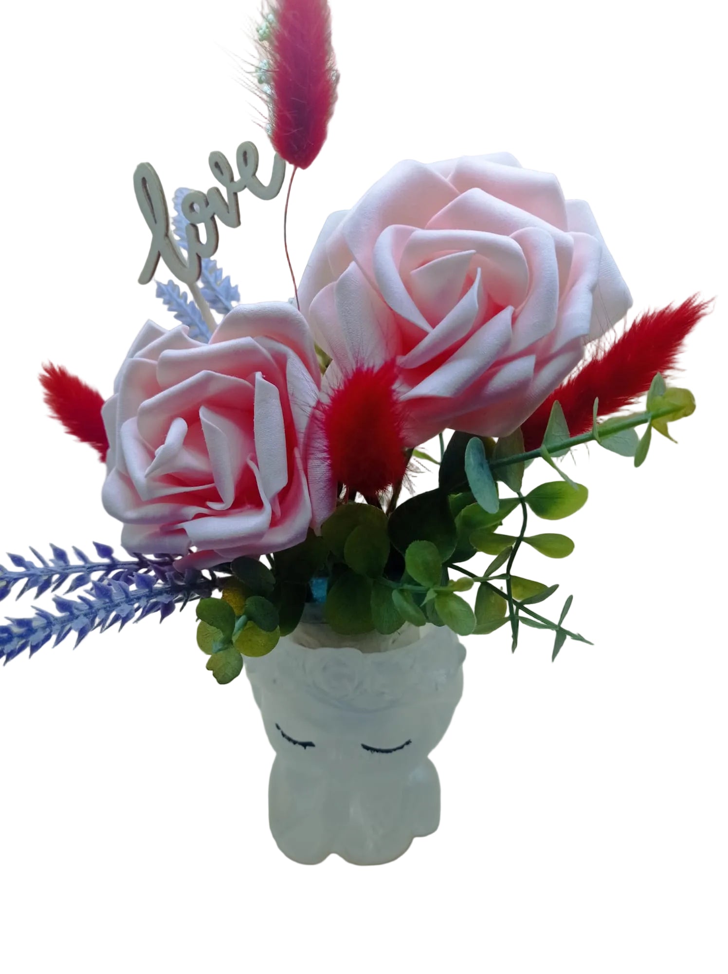 Maceta decorativa de niña con flores