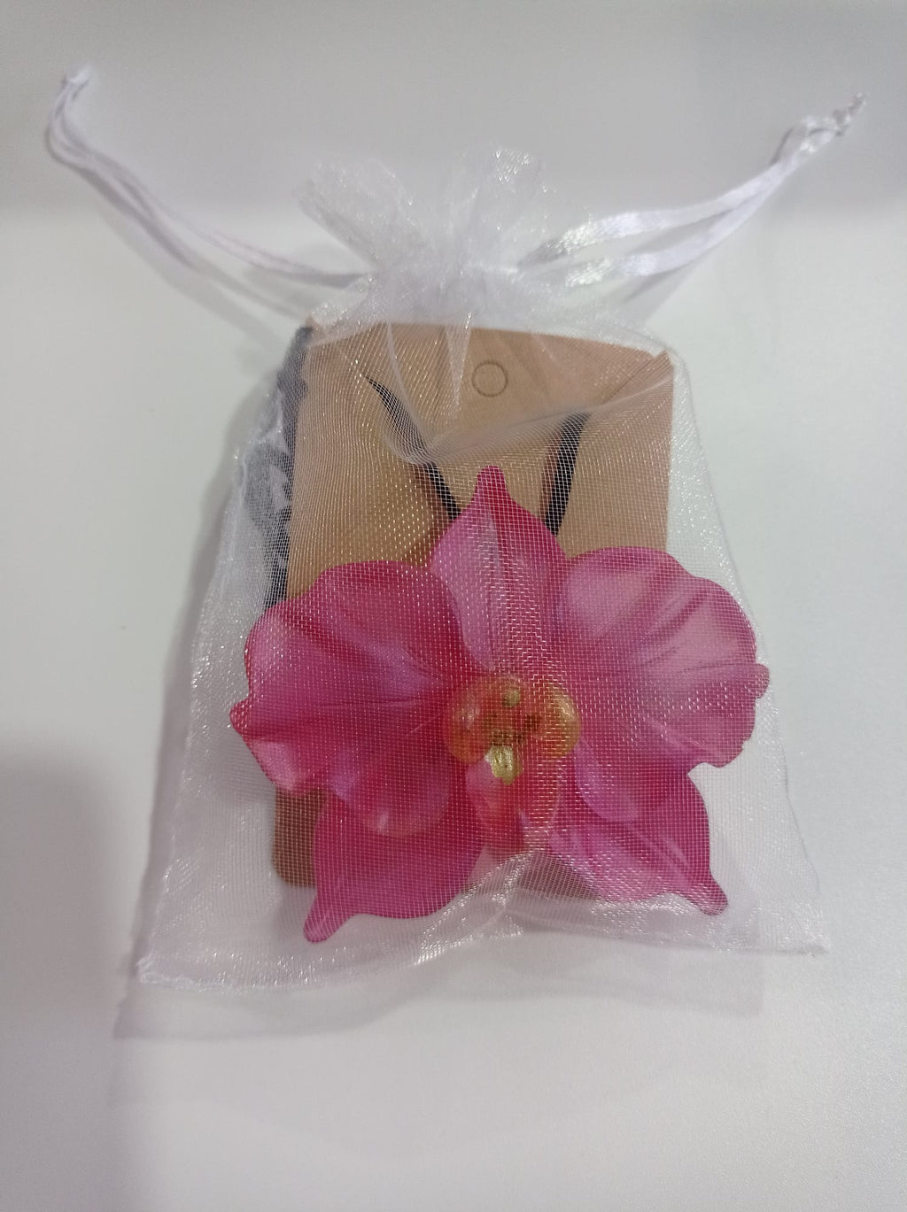 Collar Orquídea Grande Rosa — Resina Artesanal