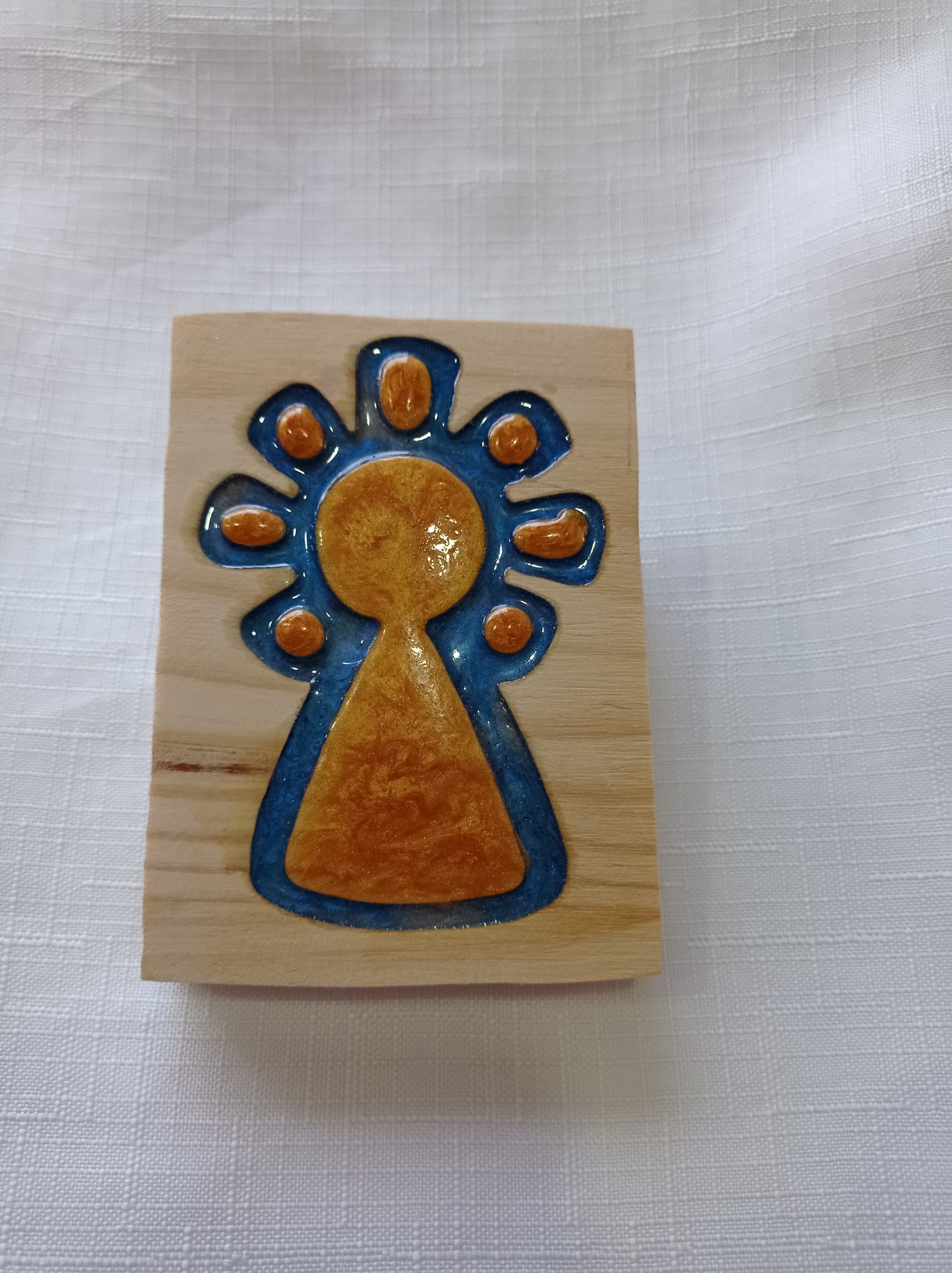 Virgin of El Pilar Plaque — Handcrafted Wood and Resin