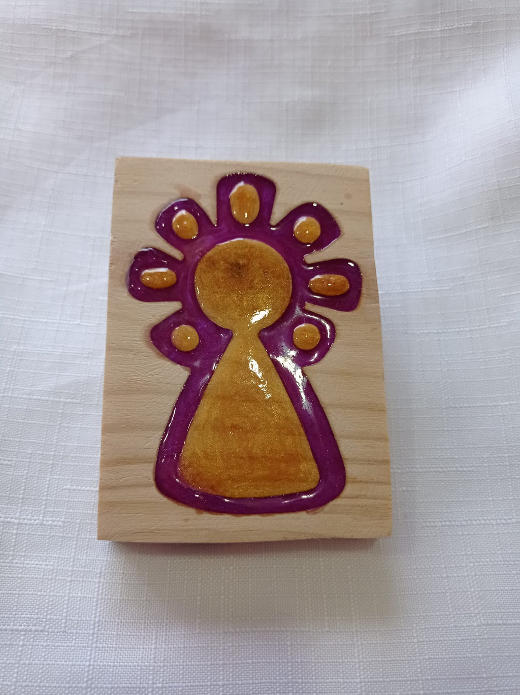 Virgin of El Pilar Plaque — Handcrafted Wood and Resin