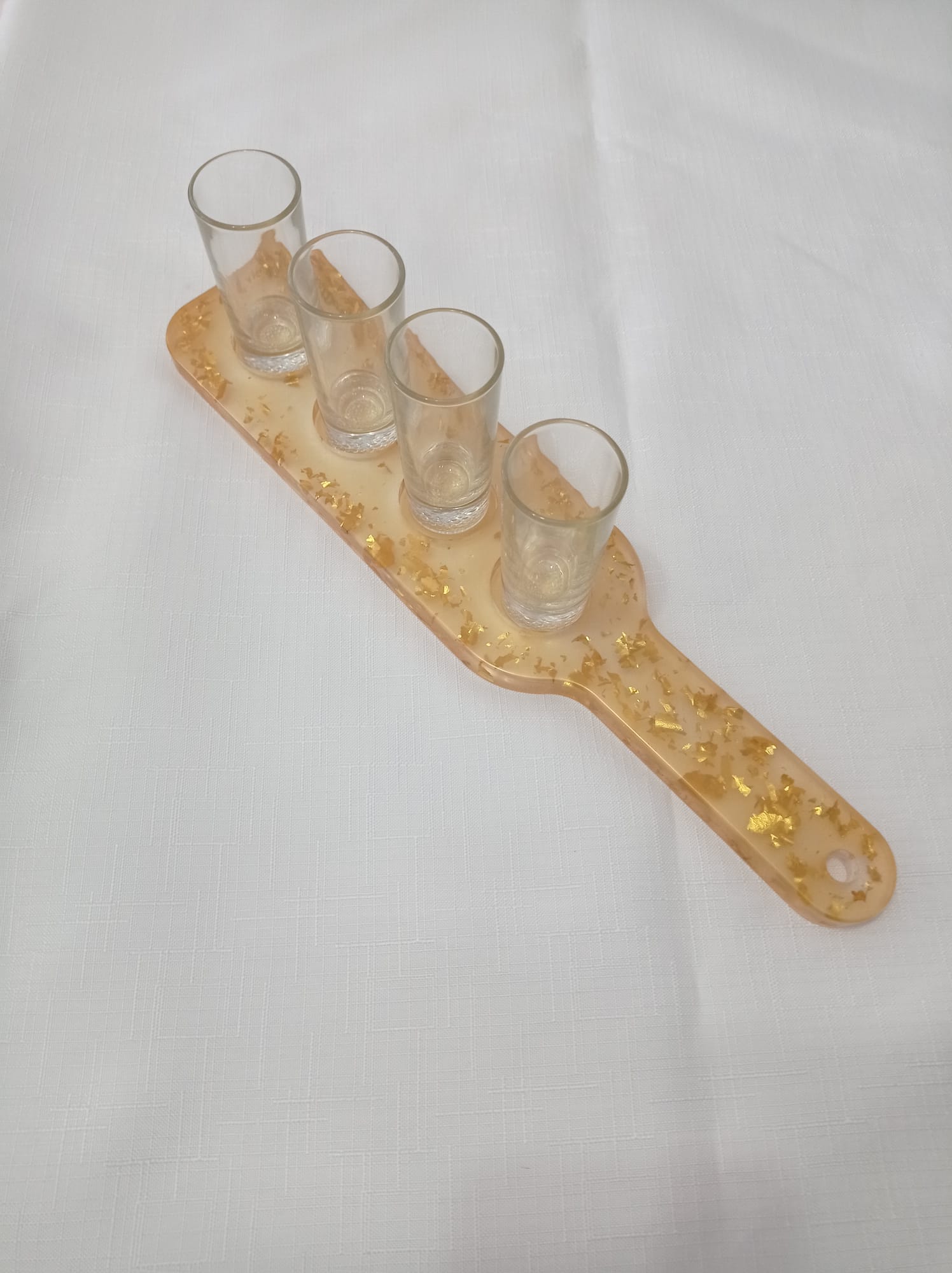 ✨ Customizable Golden Resin Shot Tray