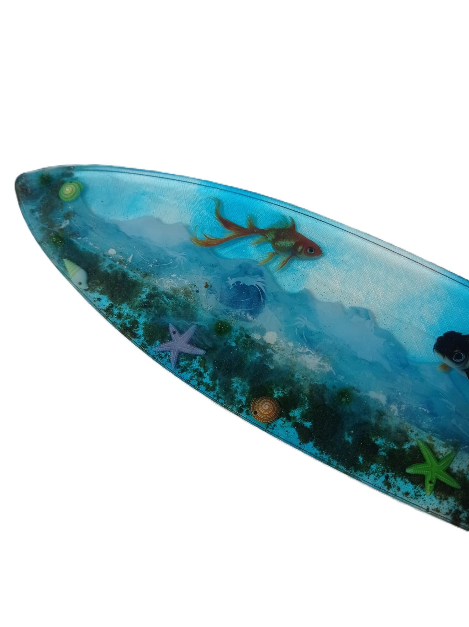 🏄‍♀️ Handmade Surfboard Tray — Ocean Floor in Resin