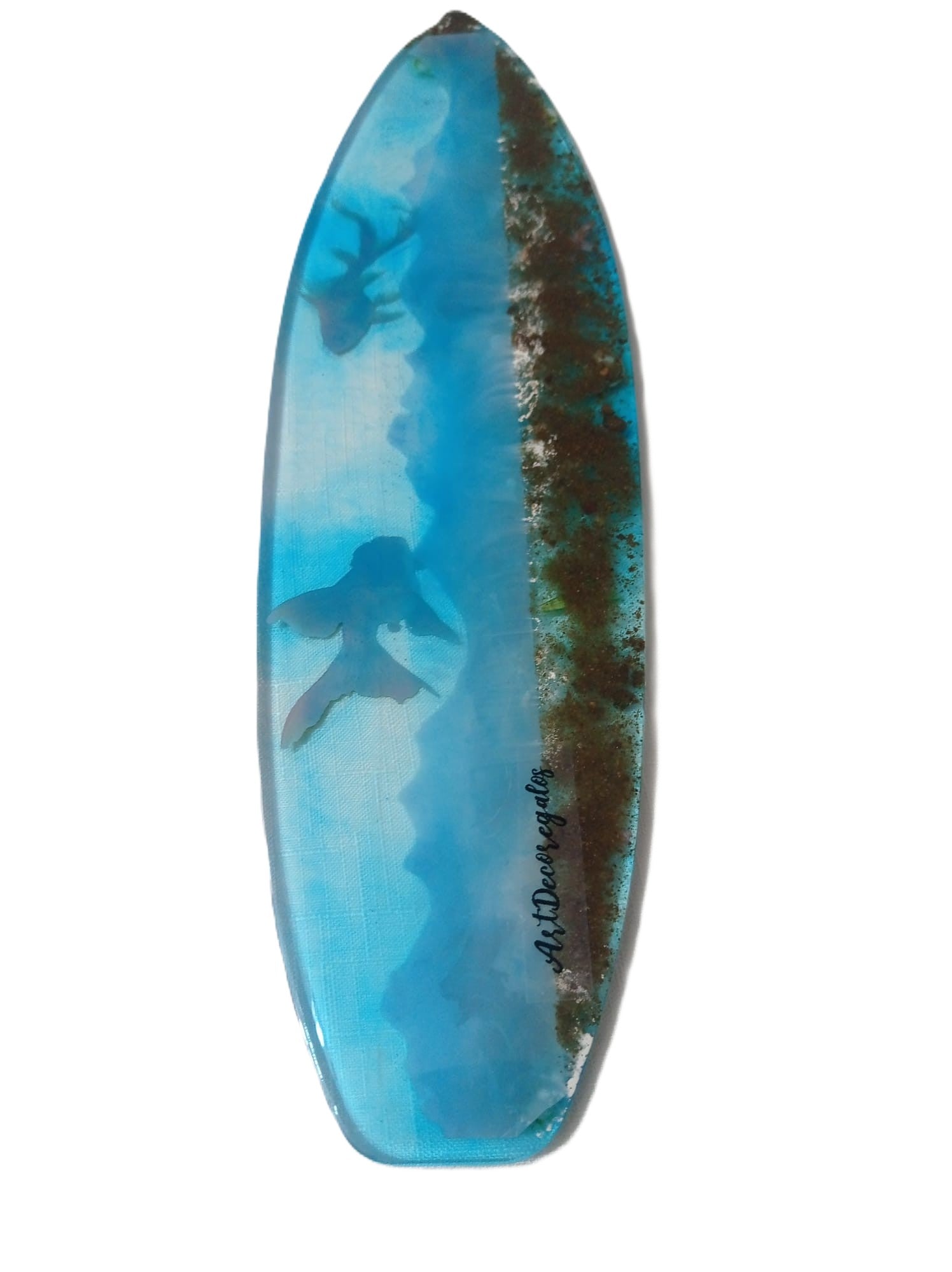 🏄‍♀️ Handmade Surfboard Tray — Ocean Floor in Resin