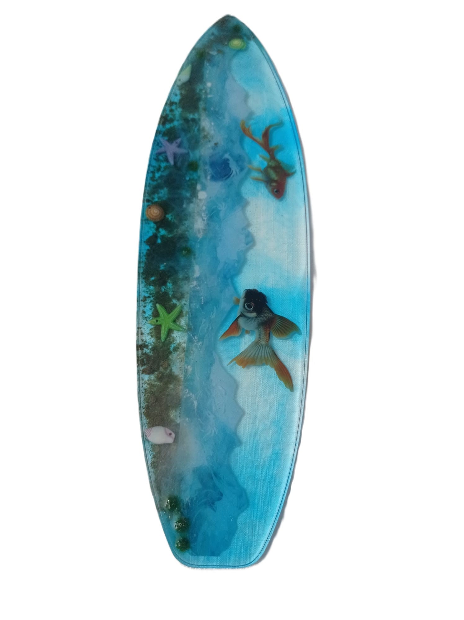 🏄‍♀️ Handmade Surfboard Tray — Ocean Floor in Resin