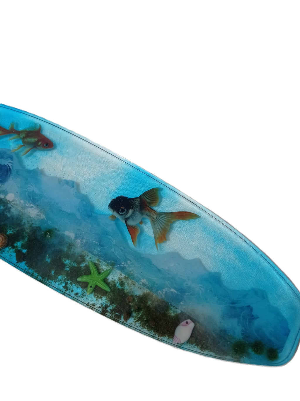 🏄‍♀️ Handmade Surfboard Tray — Ocean Floor in Resin
